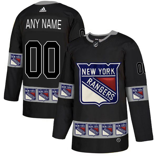 Men New York Rangers #00 Any name Black Custom Adidas Fashion NHL Jersey